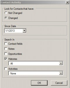 Lookup contact activity in Sage ACT
