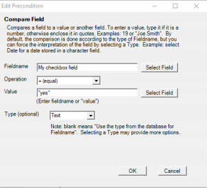 SAM Compare Field checkbox